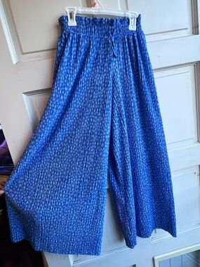 Zara Blue Floral-Accent Pleated Skirt